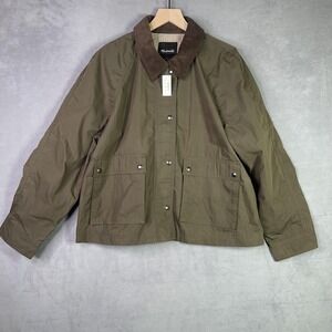 Madewell The Billie Short Waxed Barn Jacket Trench Green XXL NWT NW759